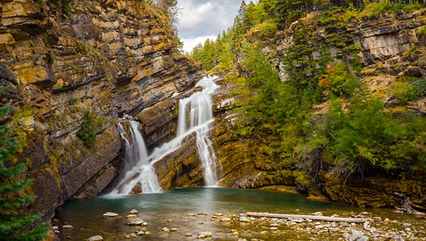 A beautiful photo of Cameron Falls in Waterton Lakes National Park.