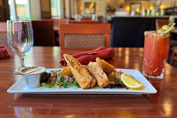 A picture of our famous Crab Cake Egg Rolls.