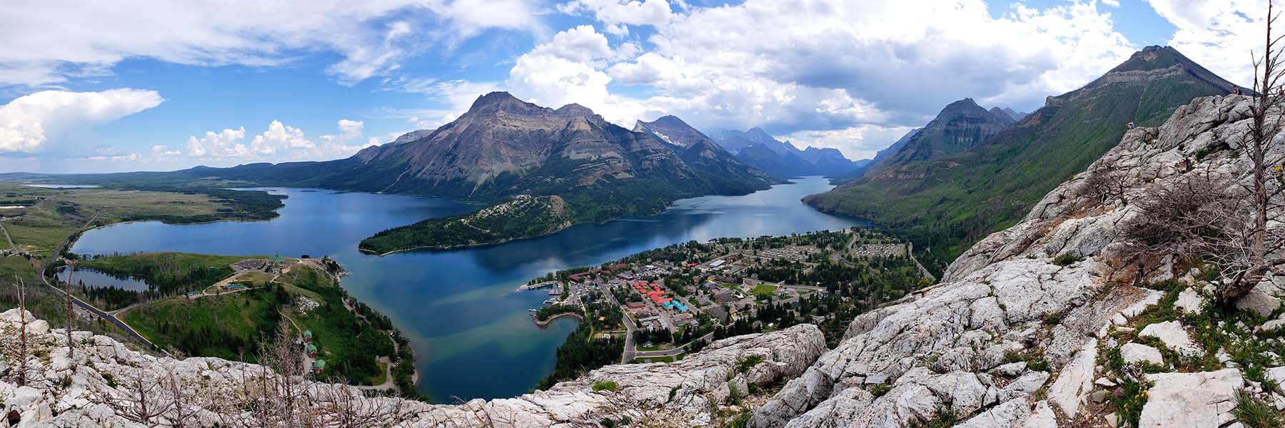 A photo of Waterton townsite from the Bears Hump Trail.